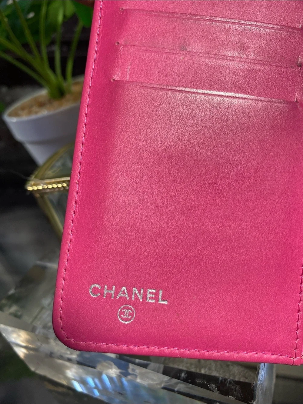 Authentic Chanel Pink Quilted Caviar Leather Flap L Yen Long Wallet